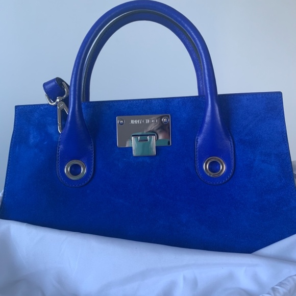 Authentic Jimmy Choo COBALT Suede Tote Bag - Picture 4 of 8
